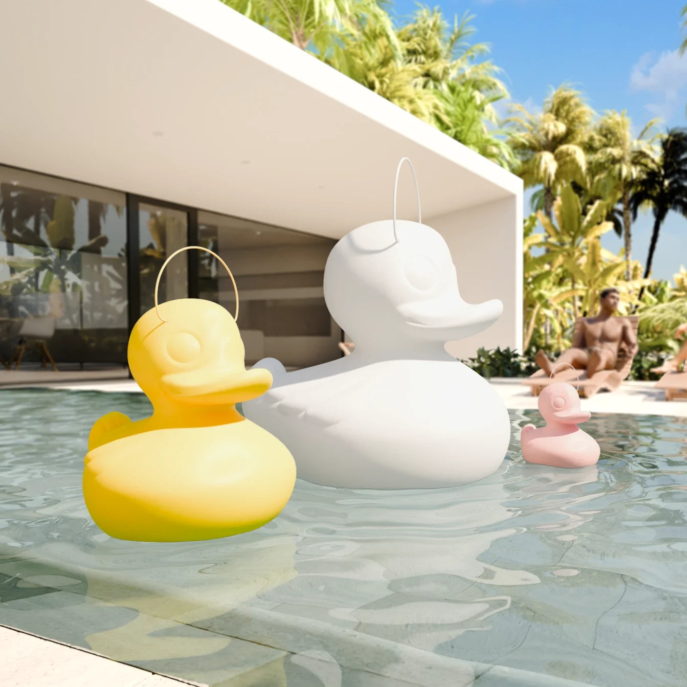 Lampa basenowa LED pływająca akumulatorowa 85cm — Mega Duck Lamp cordless lights lamps shape animal floating design art event party holiday